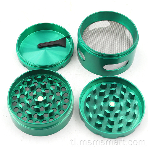 Hexagonal side sticker PU four-layer cigarette grinder